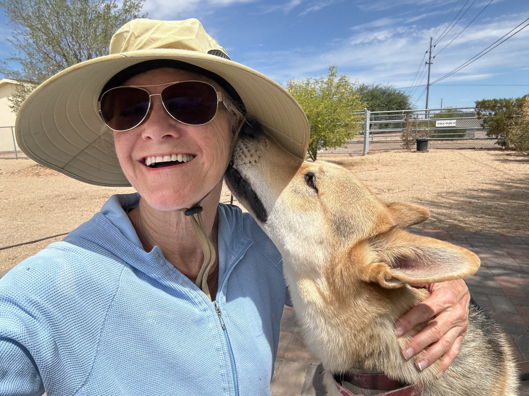 Sandy volunteering with King at Saving Paws Rescue
